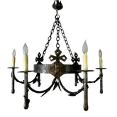 Chandelier, Gothic Style, Pewter Finish, Six Candlesticks, sku: 032929